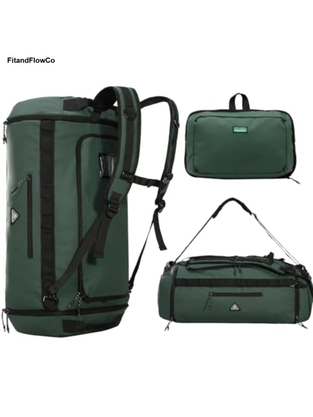 50L Foldable Duffel Bag Backpack with Shoe Compartment Water Resistant Travel